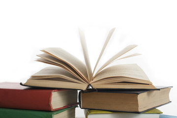 Stack of books isolated on white background. Education concept. Back to school.