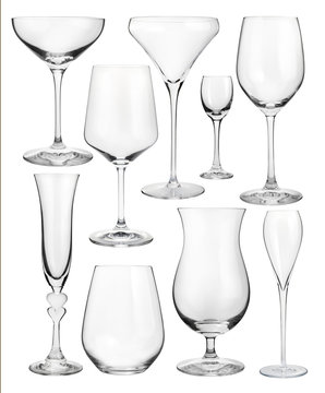 Set of wineglasses isolated on white