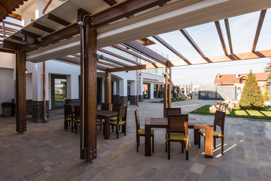 Beautiful terrace lounge with pergola 