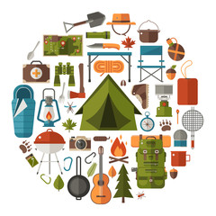 Camping and Hiking Vector Icons