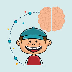 boy cartoon brain idea vector illustration design