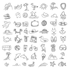Set doodles elements travel and holiday. Hand draw icons