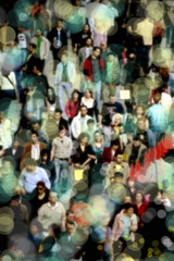 people on busy street
