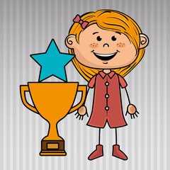 Fototapeta na wymiar girl trophy star icon vector illustration design