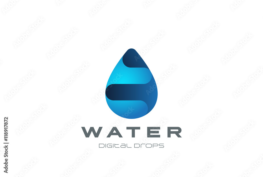 Wall mural water drop logo design vector. aqua droplet logotype icon.