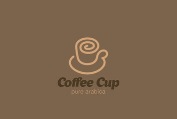 Coffee cup Logo design vector Linear. Hot drinks Logotype icon