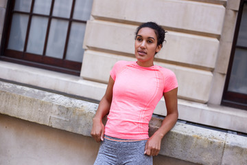 young woman relaxing before her workout