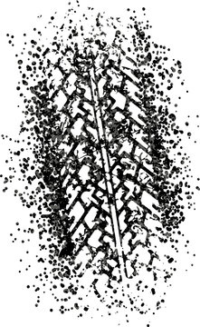 Vector trail design trace of the tyre in grunge style