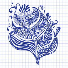 Hand drawn vector feather Tribal art