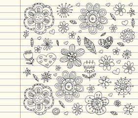 Vector pattern with flowers Doodle and zentangle