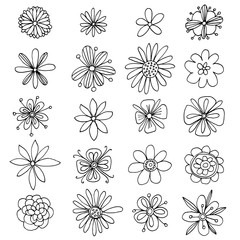 Vector set of doodle flower icons
