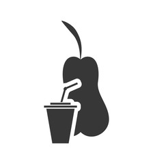 pear drink beverage healthy organic food silhouette icon. Flat and Isolated design. Vector illustration
