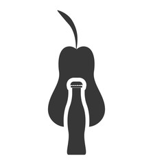 pear drink beverage healthy organic food silhouette icon. Flat and Isolated design. Vector illustration