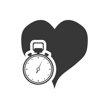 heart chronometer healthy lifestyle fitness silhouette icon. Flat and Isolated design. Vector illustration