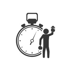 weight lifting chronometer healthy lifestyle fitness silhouette icon. Flat and Isolated design. Vector illustration