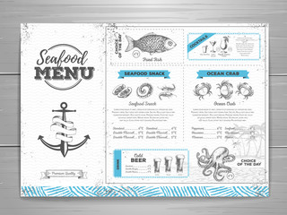 Vintage seafood menu design.