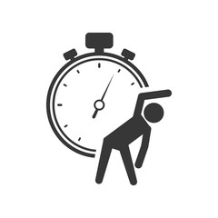 chronometer stretching person healthy lifestyle fitness silhouette icon. Flat and Isolated design. Vector illustration