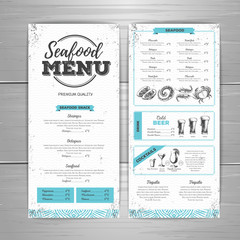 Vintage seafood menu design. - obrazy, fototapety, plakaty