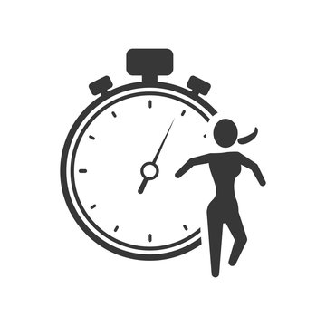 running chronometer healthy lifestyle fitness silhouette icon. Flat and Isolated design. Vector illustration