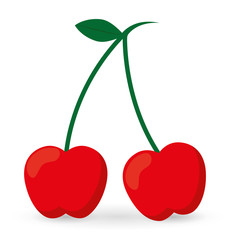 cherry fruit healthy organic food icon. Colorful and flat design. Vector illustration