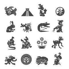 Maya Symbols Flat Icons Set
