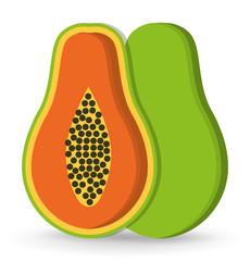 papaya fruit healthy organic food icon. Colorful and flat design. Vector illustration