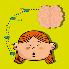 girl cartoon brain idea vector illustration design