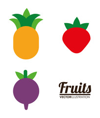 pineaple strawberry fruit healthy organic food icon. Colorful and flat design. Vector illustration