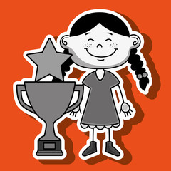 girl trophy star icon vector illustration design