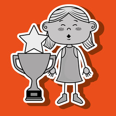 girl trophy star icon vector illustration design