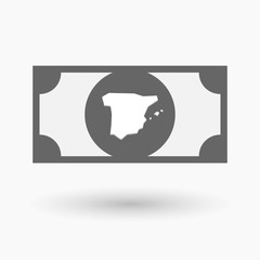 Fototapeta premium Isolated bank note icon with the map of Spain