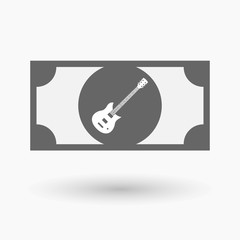 Isolated  bank note icon with  an electric guitar