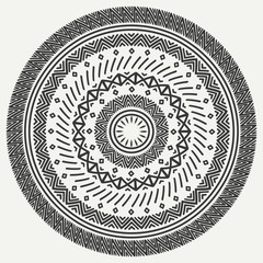 Ethnic mandala. Tribal hand drawn line geometric seamless pattern. Border. Doodles. Native vector illustration. Background. African, mexican, indian, oriental ornament. Henna tattoo style. Circle art