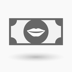 Isolated  bank note icon with  a female mouth smiling