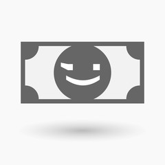 Isolated  bank note icon with  a wink text face emoticon