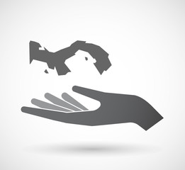 Isolated  offerign hand icon with  the Panama map