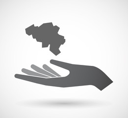 Isolated  offerign hand icon with  the map of Belgium