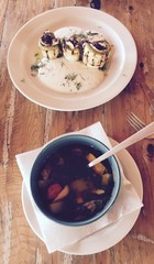 Delicious zucchini and fish soup for lunch