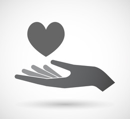 Isolated  offerign hand icon with  the heart poker playing card