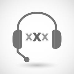 Isolated  hands free headset icon with  a XXX letter icon