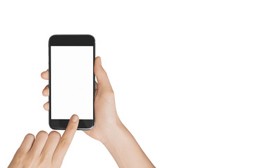 Smartphone in mano chiamata schermo acceso