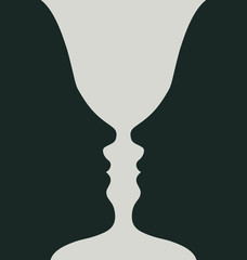 A goblet or two heads, vector illustration of an optical illusion