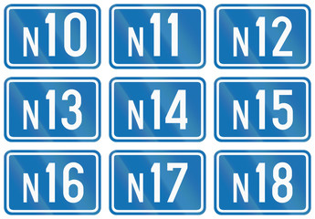 Collection of federal road shields used in Belgium