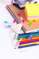 School supplies isolated on white background.