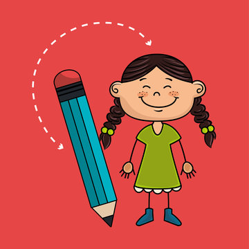 child cartoon pencil icon vector illustration design