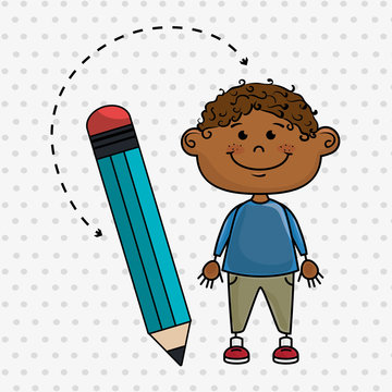 child cartoon pencil icon vector illustration design