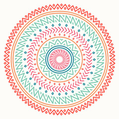 Ethnic mandala. Tribal hand drawn line geometric seamless pattern. Border. Doodles. Native vector illustration. Background. African, mexican, indian, oriental ornament. Henna tattoo style. Circle art