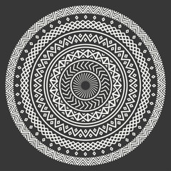Ethnic mandala. Tribal hand drawn line geometric seamless pattern. Border. Doodles. Native vector illustration. Background. African, mexican, indian, oriental ornament. Henna tattoo style. Circle art