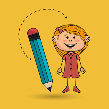 child cartoon pencil icon vector illustration design
