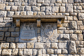 In courtyard of fortress Guaita on Mount Titan